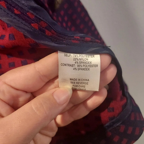 Modcloth Navy and Maroon Grid Print Button Detailed Blazer in Size 2X - Picture 12 of 12